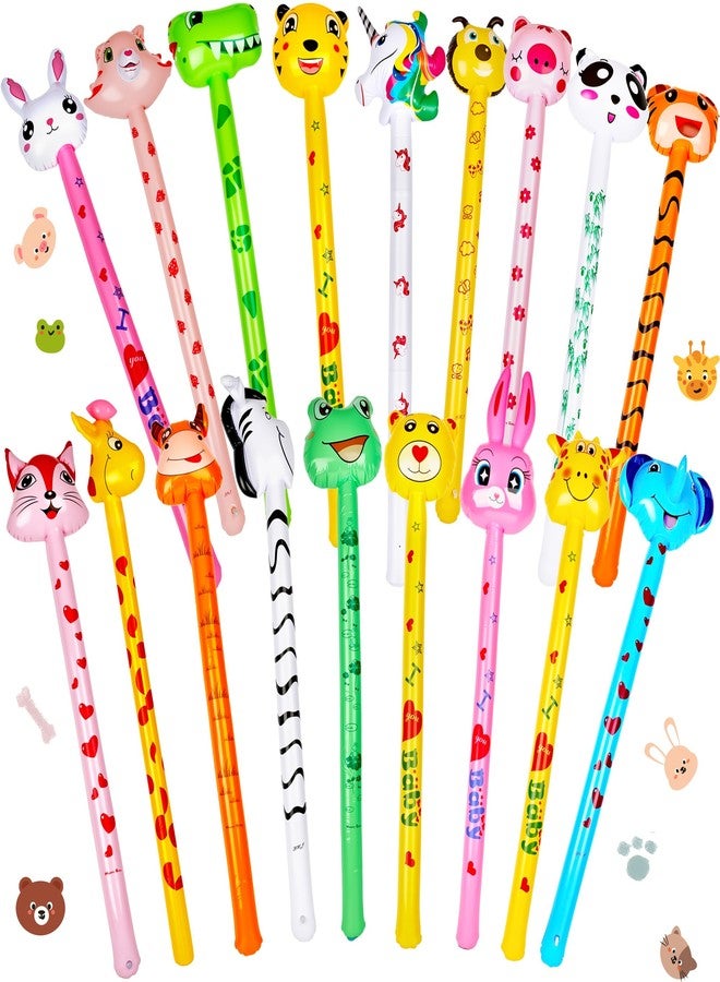 Cotiny 18 Pcs 41 Inch Inflatable Stick Animal Blow up Animal Sticks Jungle Safari Animal Balloons Toys for Kids Animal Theme Birthday Party Favors Decorations - Image 1
