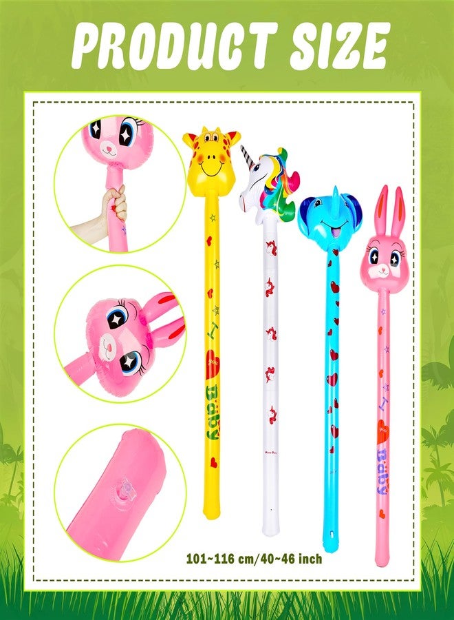 Cotiny 18 Pcs 41 Inch Inflatable Stick Animal Blow up Animal Sticks Jungle Safari Animal Balloons Toys for Kids Animal Theme Birthday Party Favors Decorations - Image 2
