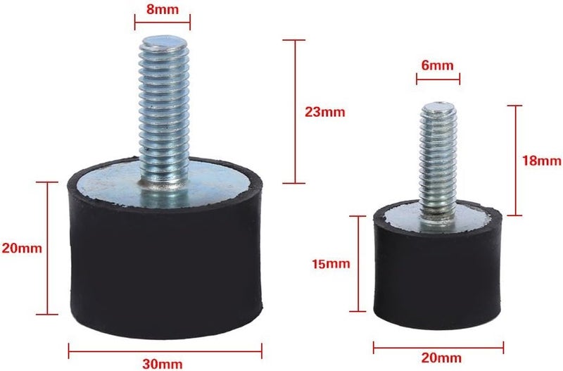 Keenso 4Pcs Rubber Isolators 304 M6, Rubber M6 Vibration Mount AntiVibration Boat Bobbins (VD20*15 M6*18) - Image 4