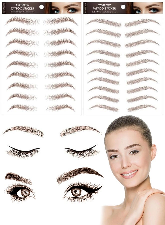 2 Sheets 4D Hair-Like Authentic Eyebrows Transfers Stickers Eyebrow Tattoo Stickers Eyebrow Suitable For Women And Girls Cosmetic Products Beauty Shaping Sticker - Image 1
