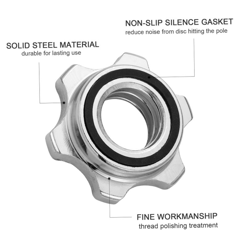 Garneck 2pcs Standard Barbell Spin-Lock Collars Screw Clamps Anti-Slip Spin-Lock Collars for Weight Lifting 1 inch(Silver) (2pcs) - Image 5