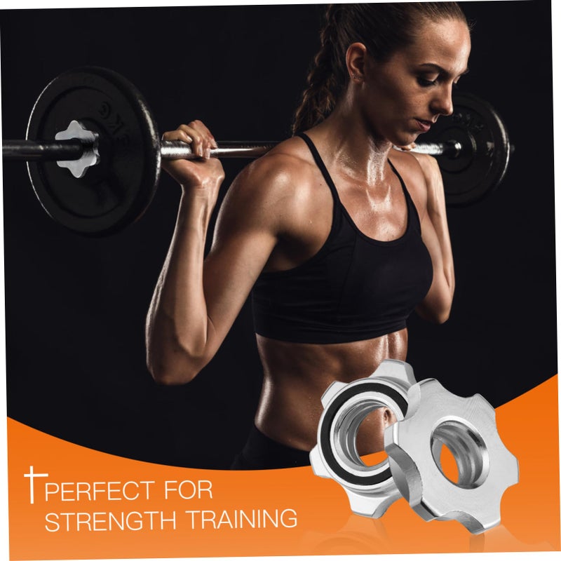 Garneck 2pcs Standard Barbell Spin-Lock Collars Screw Clamps Anti-Slip Spin-Lock Collars for Weight Lifting 1 inch(Silver) (2pcs) - Image 3