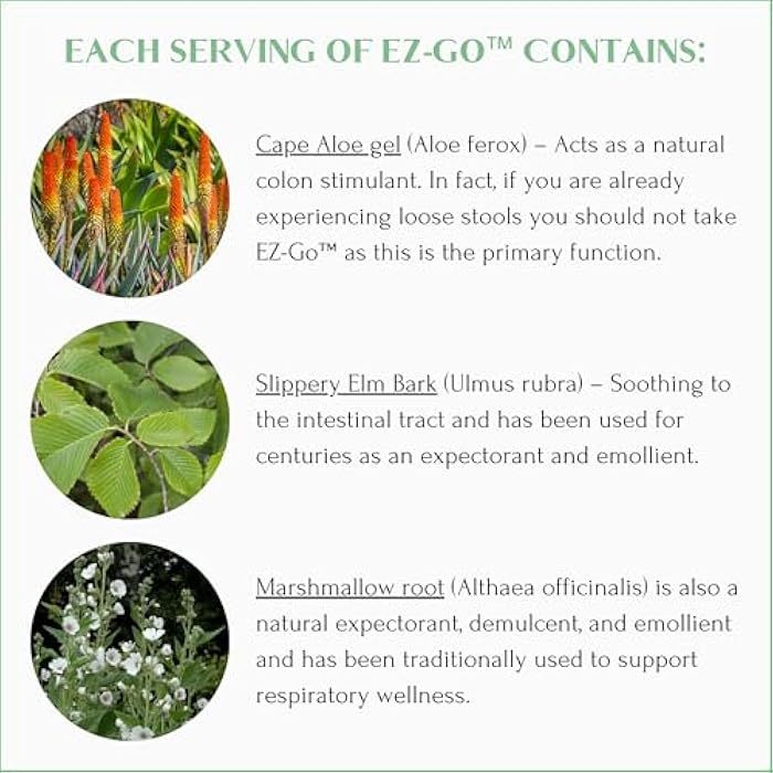Mt Capra Mt. Capra EZ-Go Herbal Stool Softener | Non-Habit Forming, Gentle Elimination Support | Includes Cape Aloe Gel, Slippery Elm Bark, Marshmallow Root, Triphala, Magnesium and Rhubarb Root | 30 Servings - Image 5