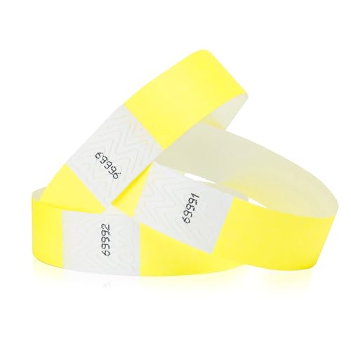 Wristco 100 WristCo Neon Yellow Tyvek Wristbands for Events Tamper-Proof Design & Fluorescent Color Prevent Reuse Premium-Grade Bracelets for Hospital & Medical ID, Party & VIP Identification - Image 1