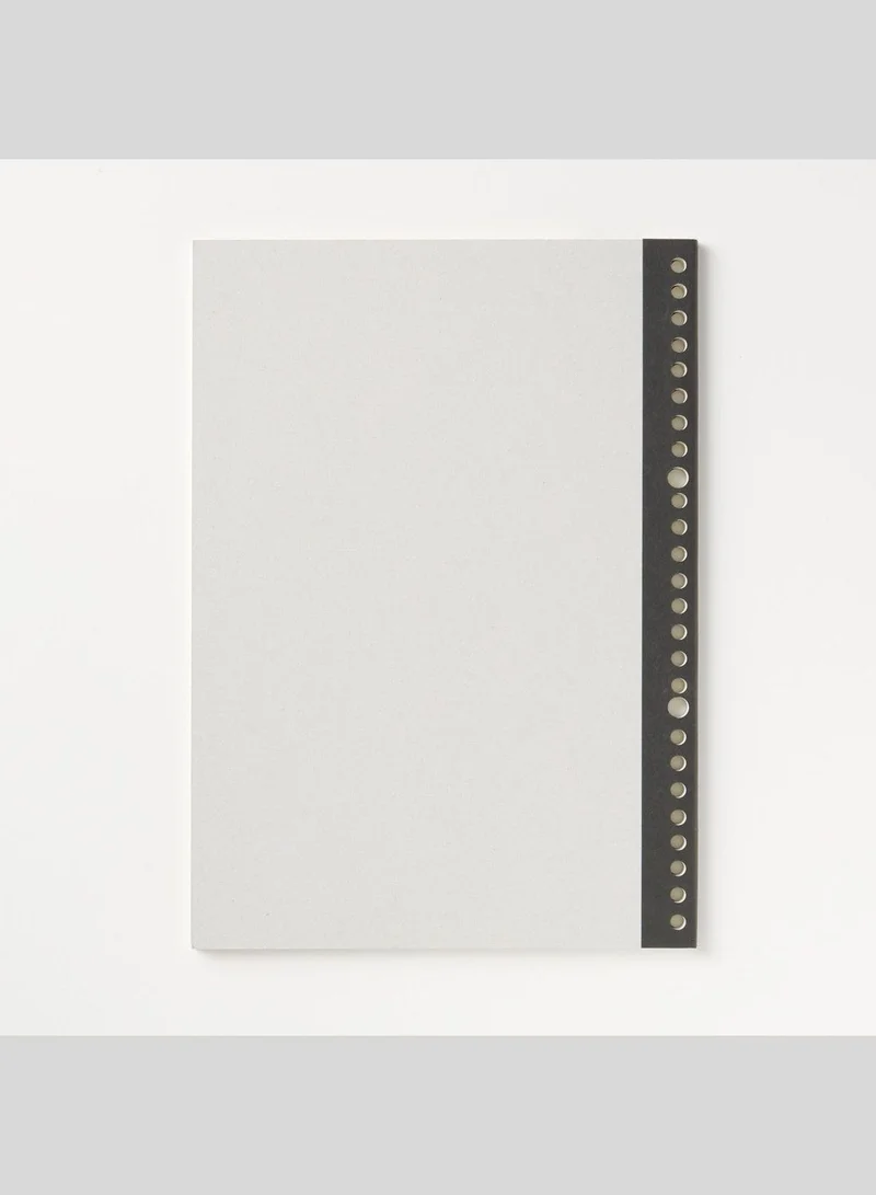 MUJI 6 Mm Horizontal Ruled Line Notebook Type Peelable Loose-Leaf, 26 Holes, 50 Sheets, B5, Black
