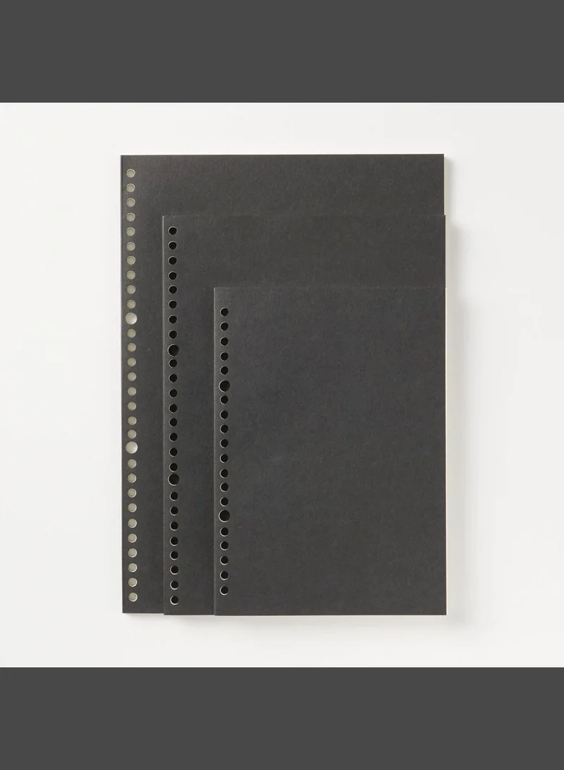MUJI 6 Mm Horizontal Ruled Line Notebook Type Peelable Loose-Leaf, 26 Holes, 50 Sheets, B5, Black