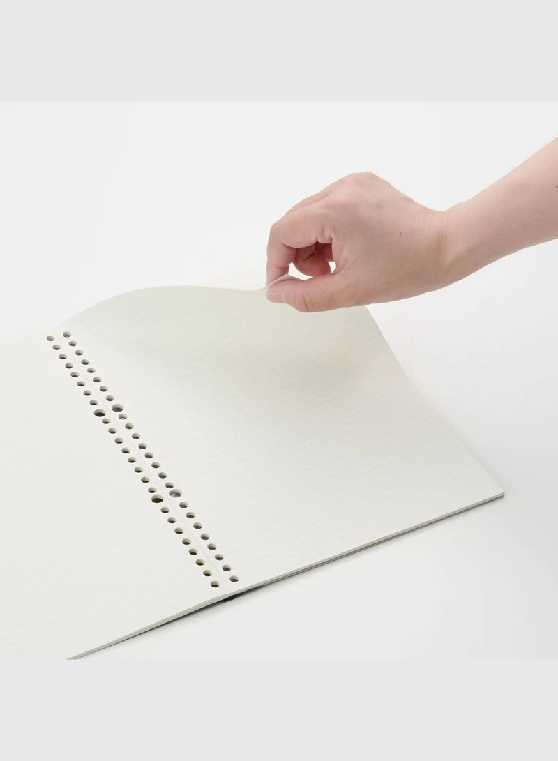 MUJI 6 Mm Horizontal Ruled Line Notebook Type Peelable Loose-Leaf, 26 Holes, 50 Sheets, B5, Black