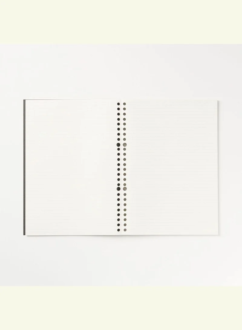 MUJI 6 Mm Horizontal Ruled Line Notebook Type Peelable Loose-Leaf, 26 Holes, 50 Sheets, B5, Black