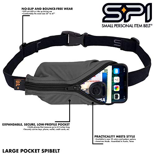 SPIbelt Running Belt for Women Men, Phone Holder for Running, Running Fanny Pack, Holder for Phone, Running Waist Pack, Adjustable Waist, [Fits All Phones]. Black with Hot Pink Zipper - Image 3