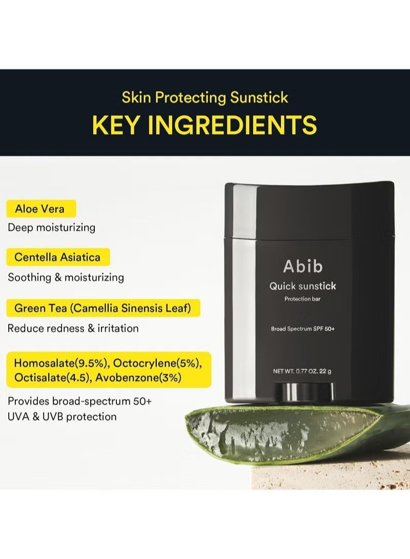 abib Quick Sunstick Protection Bar SPF50+ 0.77 oz / 22 g (Glowing) | Korean Suncreen Stick Suncare Sunblock, No Whitecast, Protector Solar Barra, Centella Asiatica Extract, Aloe Extract - Image 3