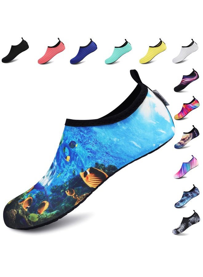 VIFUUR Water Sports Shoes Barefoot Quick-Dry Aqua Yoga Socks Slip-on for Men Women, Deepsea, 11-12 Women/9.5-10.5 Men - Image 1