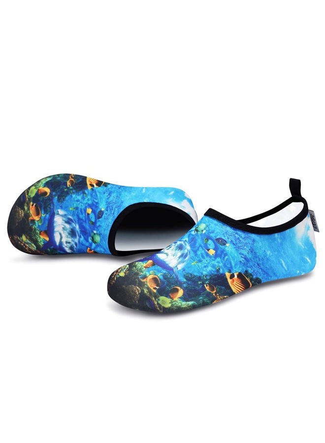 VIFUUR Water Sports Shoes Barefoot Quick-Dry Aqua Yoga Socks Slip-on for Men Women, Deepsea, 11-12 Women/9.5-10.5 Men - Image 5