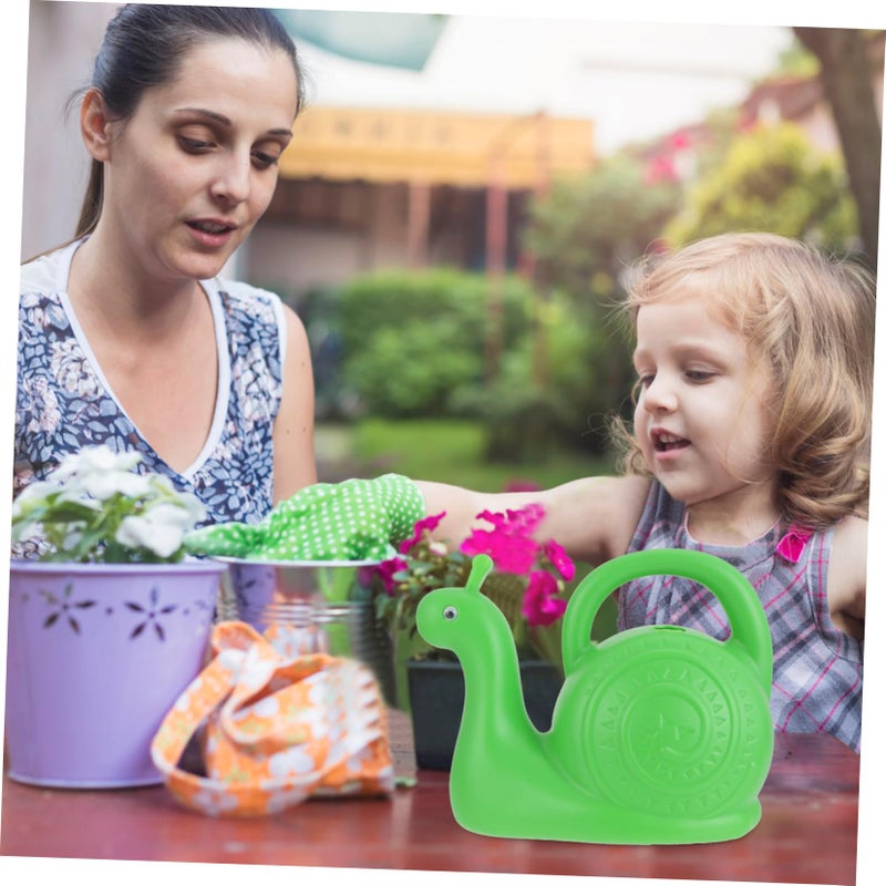 Kids Watering Can With Snail Sprinkler Head Cartoon Design Green For Gardening - Image 3