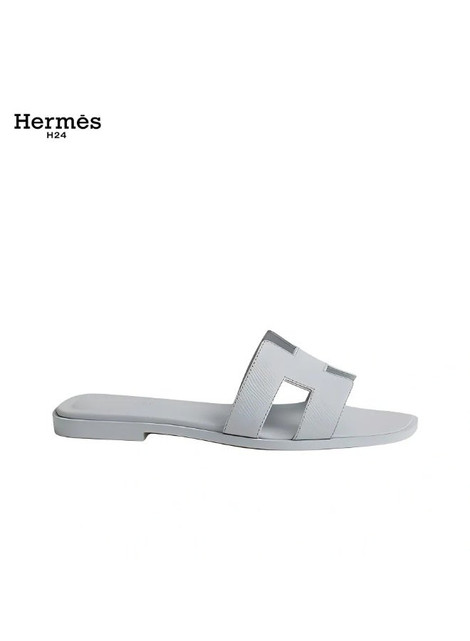 Hermes H24 حذاء مسطح مفتوح من الأمام من جلد العجل من Hermes H24 Oran، بنمط H، للنساء، صيفي، أبيض - Image 3