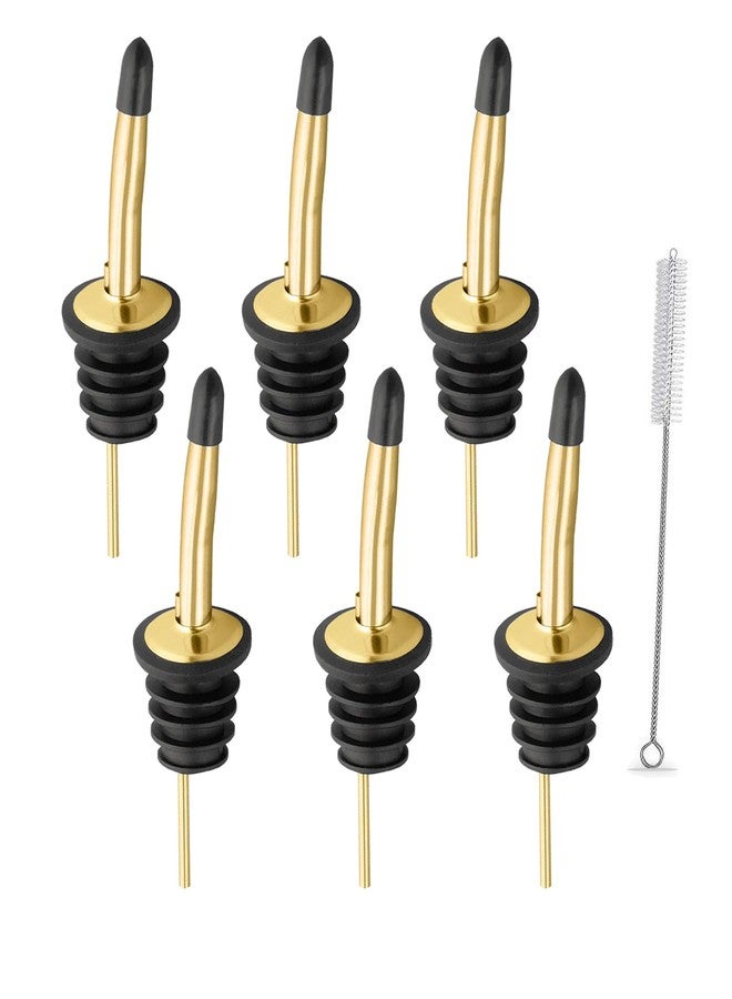 دبليو اي اف جي اي ام اف مجموعة فوهات صب المشروبات الكحولية من WAFJAMF مكونة من 6 قطع، مصنوعة من الفولاذ المقاوم للصدأ، مزودة بأغطية مطاطية مانعة للغبار، لصب السوائل وزيت الزيتون والنبيذ والخل (ذهبي) - Image 1