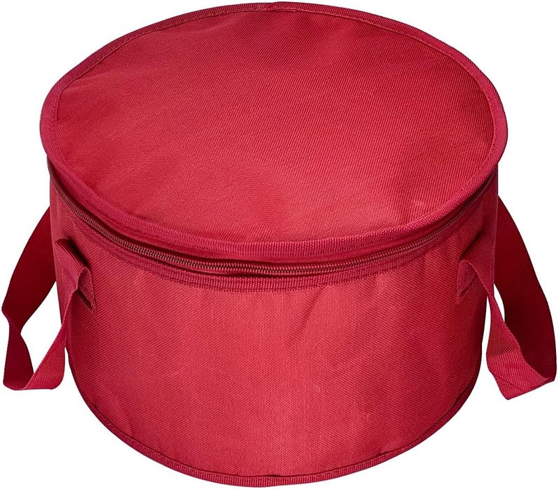 Yalin 2 Pack 12.5X7.8 Inch Round Lunch Bags, Insulated Thermal Pastry and Pie Carrier, Reusable Cake Cooler and Casserole Carrier Bags for Potluck, Picnics Food Delivery (Red Color) - Image 2
