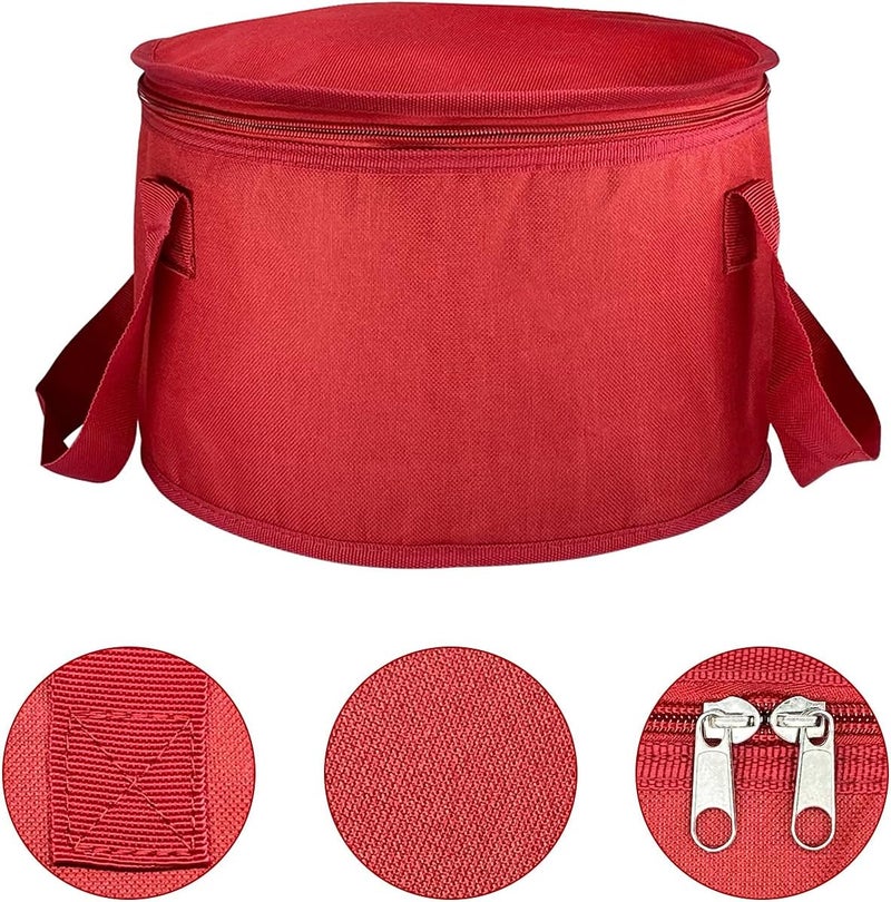 Yalin 2 Pack 12.5X7.8 Inch Round Lunch Bags, Insulated Thermal Pastry and Pie Carrier, Reusable Cake Cooler and Casserole Carrier Bags for Potluck, Picnics Food Delivery (Red Color) - Image 5