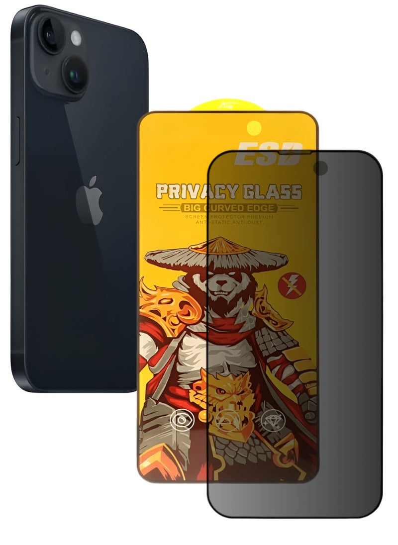ESD Tempered Dustproof Privacy Glass Screen Protector Compatible For iPhone 14 - Image 1
