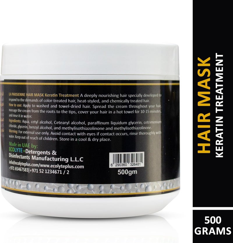 ECOLYTE+ La Parisienne Keratin Hair Mask - Deep Repair Treatment for Damaged Hair (500g) - Image 2