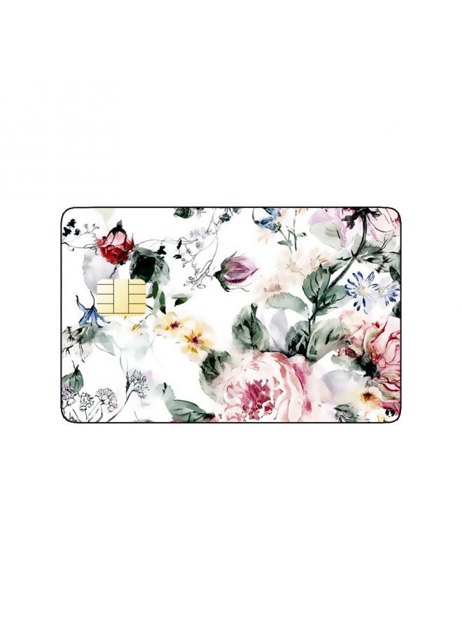 RKN PRINTED BANK CARD STICKER Beautiful Colorful Flowers Drawing - Image 1