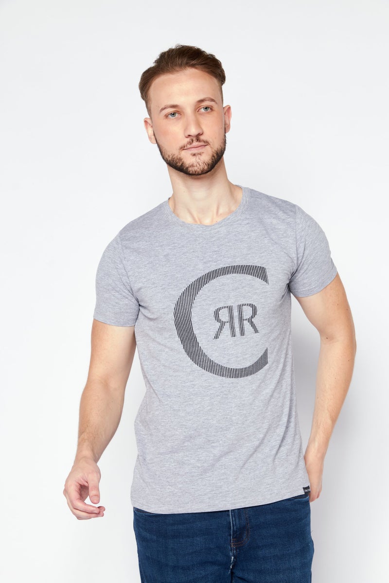 CERRUTI 1881 Men Crew Neck Short Sleeves Brand Logo T-Shirt, Grey - Image 1