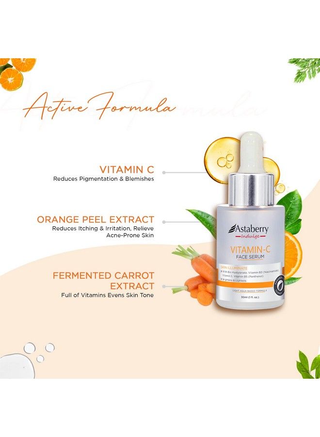 Astaberry Indulge Vitamin C Face Serum For Skin Illuminate 30Ml Brightens & Lightens; Reduces Hyperpigmentation; Improves Skin Elasticity; With Bio Hyaluranate; Vitamin B3; Vitamin E - Image 5