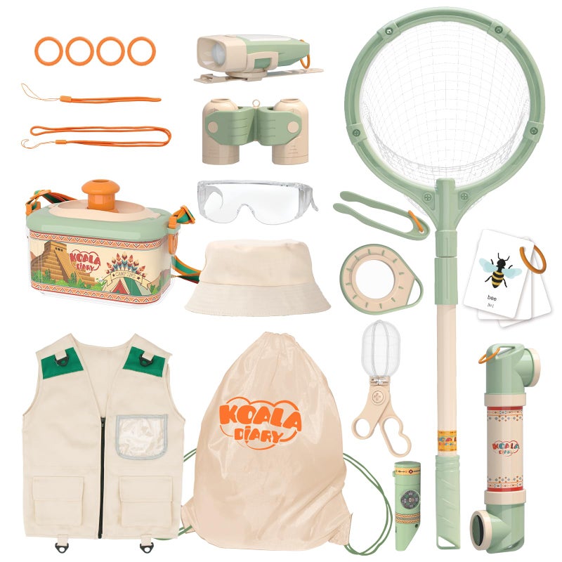 KOALA DIARY Kids Adventurers Nature Explorer SetFeaturing Butterfly Net Bug Catcher Binoculars Explorer Vest Hat Magnifying Glass and LED Flashlight Perfect Educational Outdoor Gift for Ages 3 - Image 3