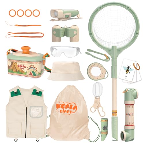 KOALA DIARY Kids Adventurers Nature Explorer SetFeaturing Butterfly Net Bug Catcher Binoculars Explorer Vest Hat Magnifying Glass and LED Flashlight Perfect Educational Outdoor Gift for Ages 3 - Image 1