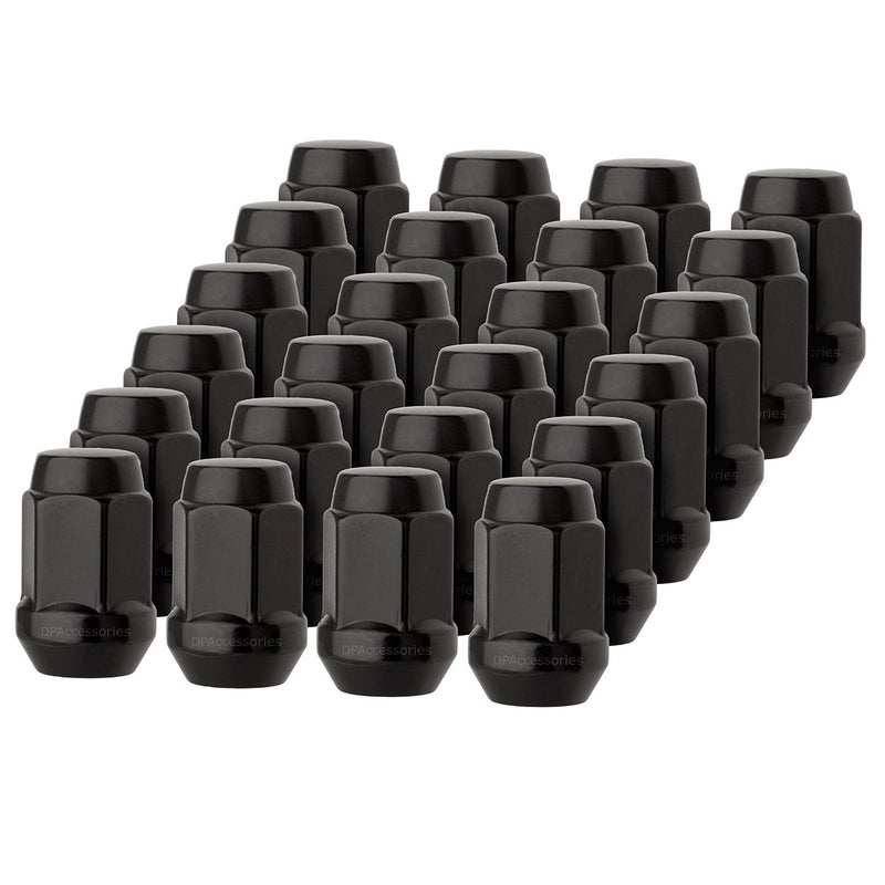 DPAccessories 24 Black 12x15 Closed End Bulge Acorn Lug Nuts Cone Seat 19mm Hex LCB3B6HEBK04024