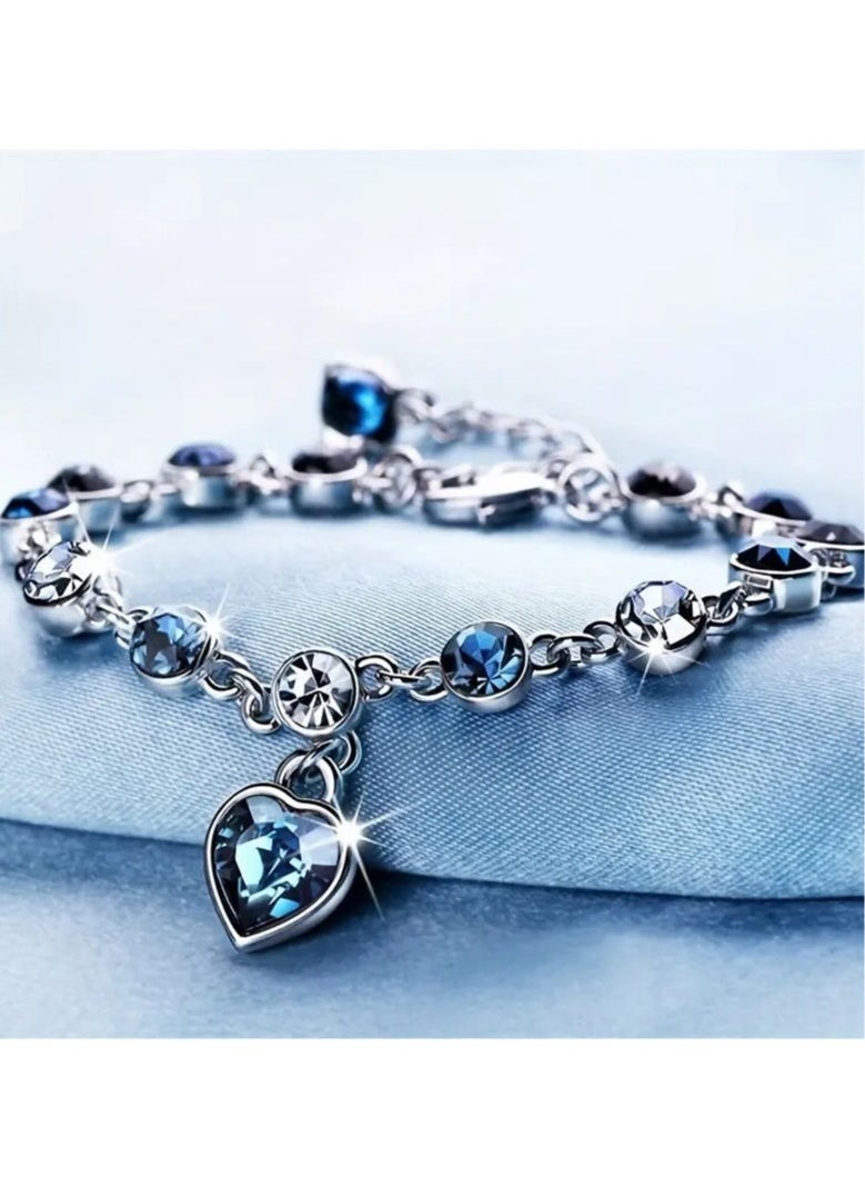 Goolsky - Radiant Heart Of Ocean Rhinestone Bracelet - Fashion-Forward Elegance for Girls - A Dazzling Jewelry Gift for Special Occasions and Everyday Glamour - Image 1