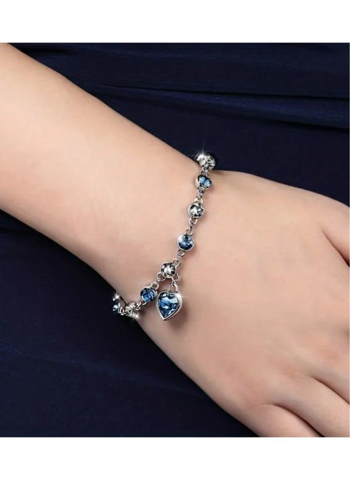 Goolsky - Radiant Heart Of Ocean Rhinestone Bracelet - Fashion-Forward Elegance for Girls - A Dazzling Jewelry Gift for Special Occasions and Everyday Glamour - Image 1