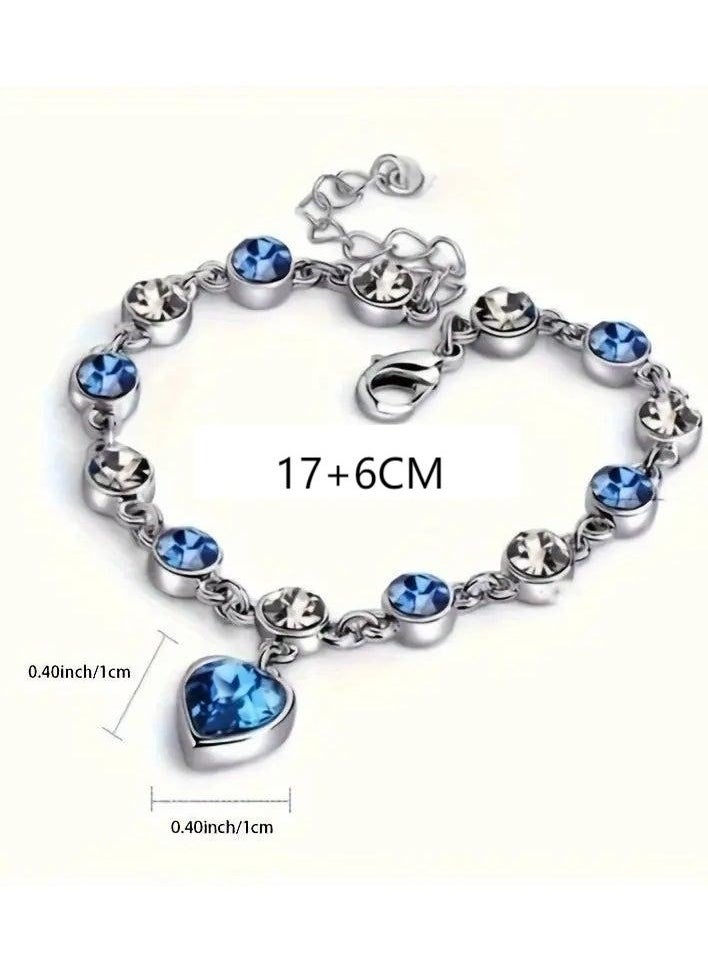 Goolsky - Radiant Heart Of Ocean Rhinestone Bracelet - Fashion-Forward Elegance for Girls - A Dazzling Jewelry Gift for Special Occasions and Everyday Glamour - Image 1