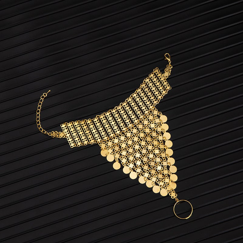 perforated multi-layer bell-shaped fringe finger bracelet back chain