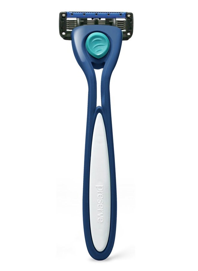 Preserve Shave 5 Five Blade Refillable Razor, Made from Recycled Materials, Navy Blue - Image 2