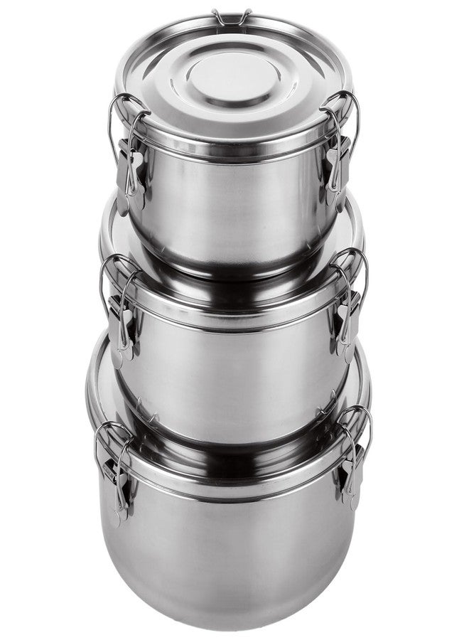 QTLCOHD 3 Pcs 22 Oz / 34 Oz / 54 Oz Stainless Steel Food Storage Containers, Airtight Bento Lunch Boxes, Leak-Proof Deli Containers with Lids for Camping Trips Picnic Snacks Soups Salads Leftovers - Image 1