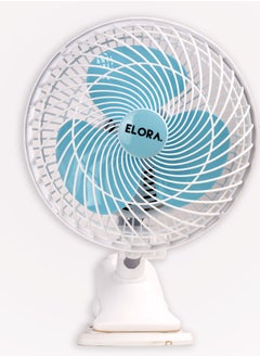 ELORA Elora 2-in-1 Desk Fan with Oscillation, Plastic Clip Fan with 3 Blades and Safety Grill. ELCF-6345 White  - Image 1