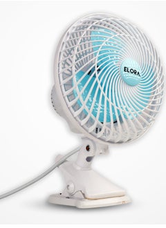ELORA Elora 2-in-1 Desk Fan with Oscillation, Plastic Clip Fan with 3 Blades and Safety Grill. ELCF-6345 White  - Image 2