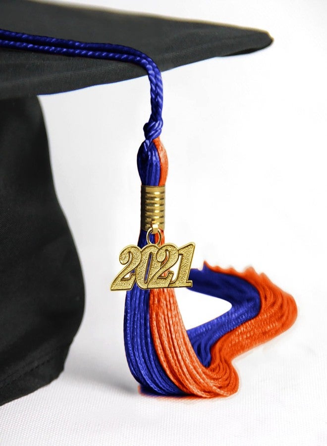 Endea Graduation شرابة تخرج مزدوجة اللون من إنديا مع قطرة ذهبية على شكل تاريخ (أزرق ملكي/برتقالي، 2021) - Image 4