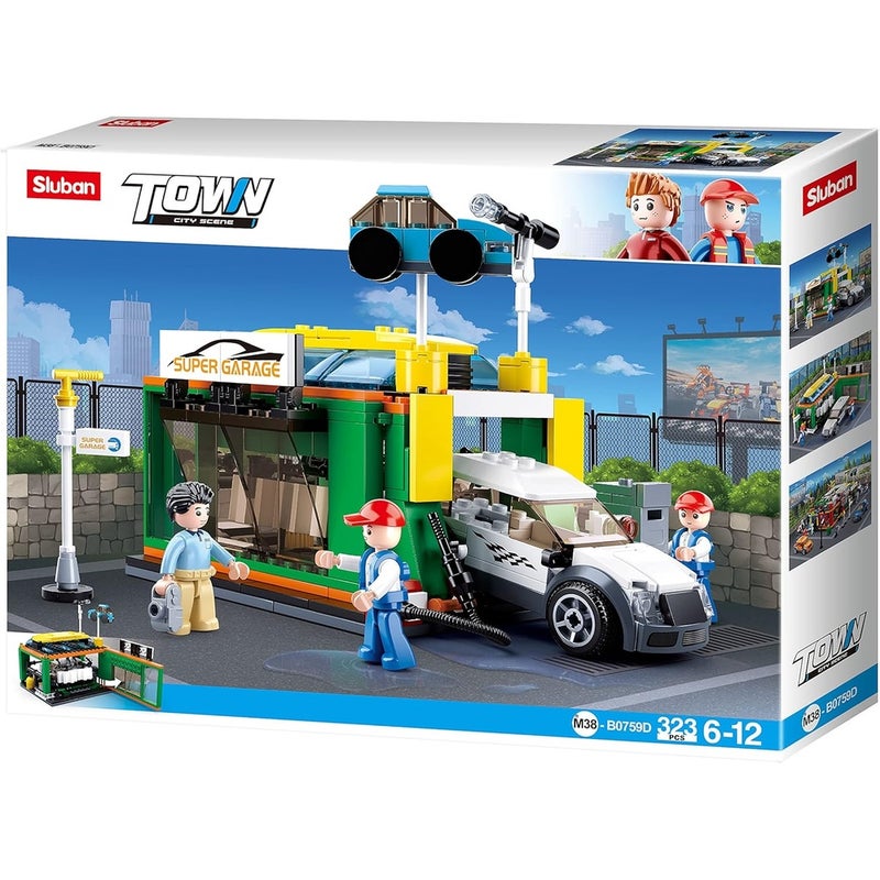 Sluban - Town City Scene Car Wash Bricks Set 323 Pieces - M38-B0759D - Image 1