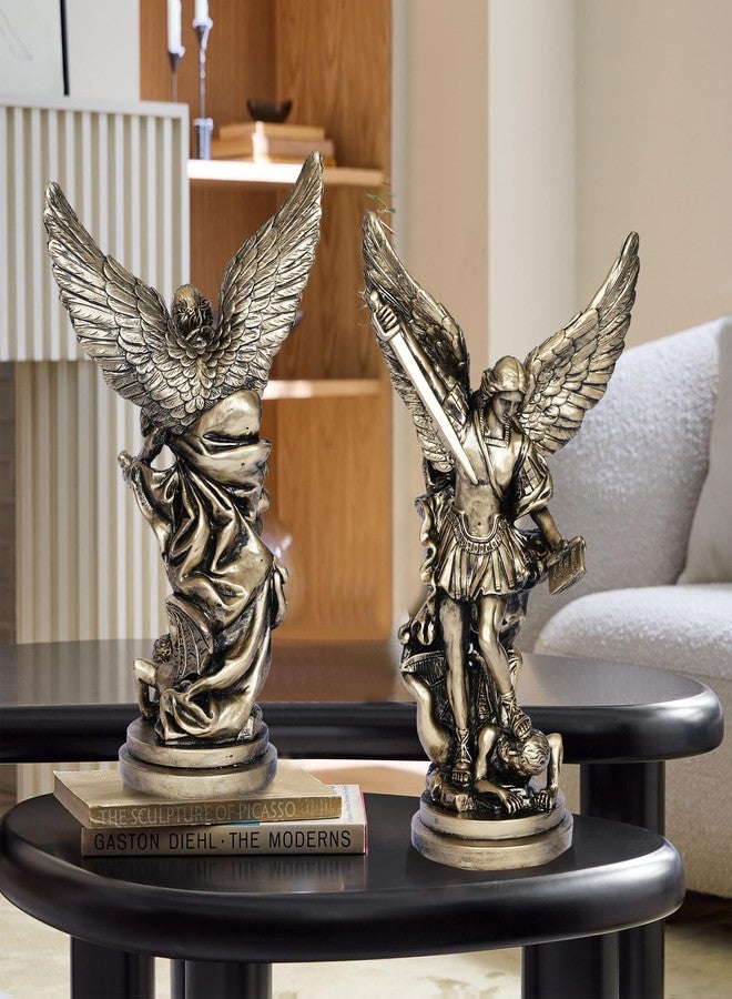 Dlfghos 12.2in St Michael Archangel Statue San Miguel Arcangel Statue Saint Michael Defeating Satan Michael Angel Statue Collection Figurines Bronze st.Archangel Sculpture - Image 2
