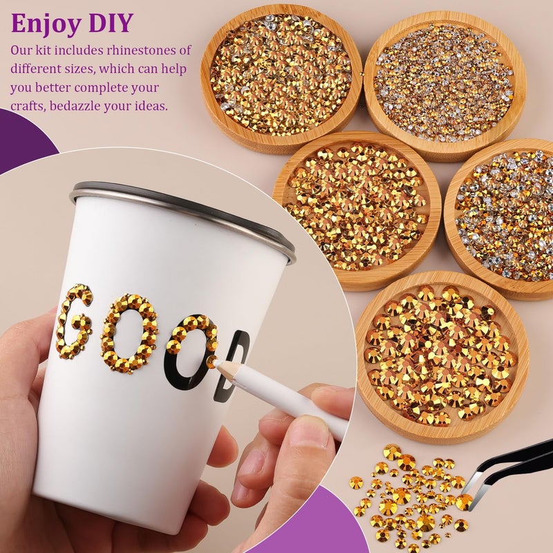 TINKRSTUFF Resin Jelly Rhinestones for Crafting with B7000 Jewelry Glue, 2 Boxes Gold Flatback Crystals with 3Pcs 10ml Glue, Bedazzling Non Hotfix Gems for DIY Tumblers Clothing Shoes Manicure - Image 3