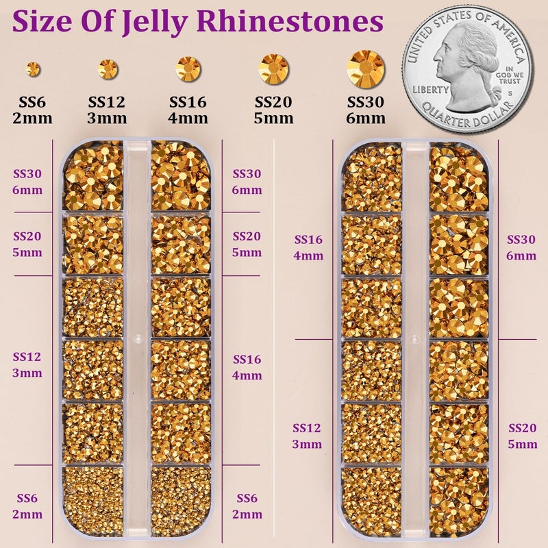 TINKRSTUFF Resin Jelly Rhinestones for Crafting with B7000 Jewelry Glue, 2 Boxes Gold Flatback Crystals with 3Pcs 10ml Glue, Bedazzling Non Hotfix Gems for DIY Tumblers Clothing Shoes Manicure - Image 2
