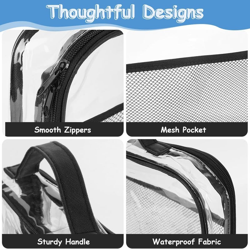 hotut PVC Toy Storage Bags,4Pcs Large PVC Storage Organizer Bags with Mesh Side Pockets,Clear Double Zipper Organizing Bags with Handle,Blocks Board Game Storage Organizer Case for Toys,Game Pieces - Image 5
