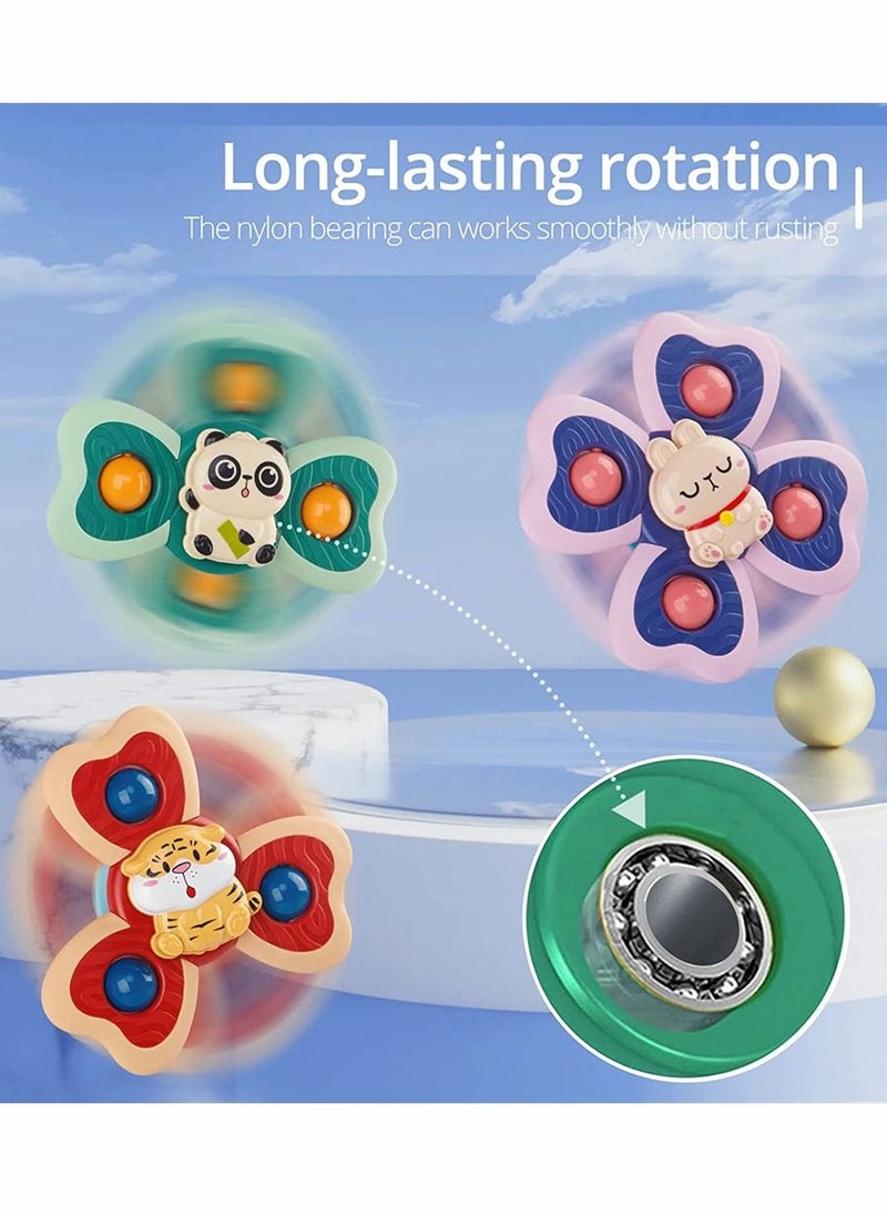 SYOSI - Baby Spinner Toy with Suction Cup 3 Pack Baby Bath Toys Cartoon Spinning Suction Toys - Image 1