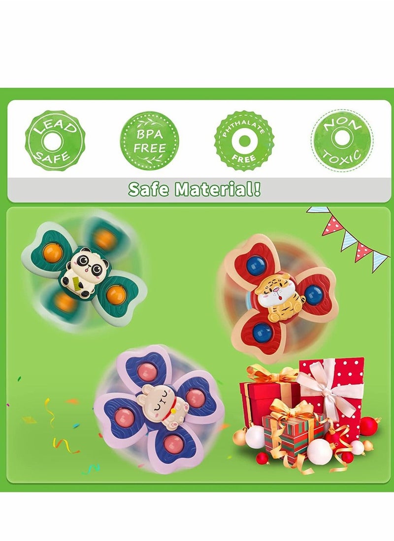 SYOSI - Baby Spinner Toy with Suction Cup 3 Pack Baby Bath Toys Cartoon Spinning Suction Toys - Image 1