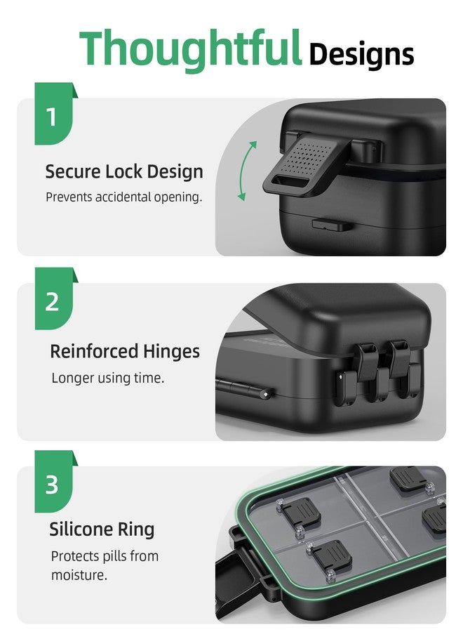 PULIV Travel Pill Organizer with 3 Layers for Compact and Large Storage, Easy-to-Open Daily Pill Box Case, Portable Medication Organizer with 8 Compartments for Supplements, Vitamins, Fish Oils - Image 4