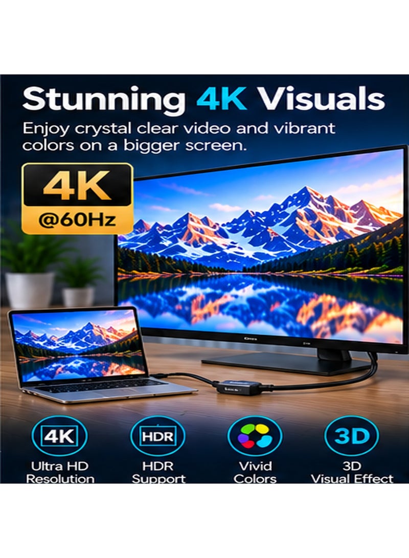 أونتن محول ONTEN OTN-UC103 من USB-C إلى DisplayPort (Type-C إلى DP 1.4)؛ يدعم دقة فائقة الوضوح ومعدل تحديث سلساً وفيديو فائق النقاء، ومثالي للاستخدام مع أجهزة الكمبيوتر المحمول (بما في ذلك MacBook) والحواسيب المكتبية والشاشات، وكذلك للألعاب وتحرير الفيديو والرسومات الاحترافية وإعدادات الشاشات المتعددة. - Image 1