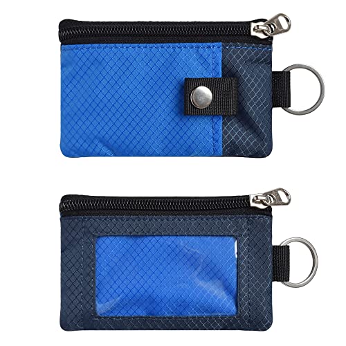 CHENSPRX Minimalist RFID Blocking Small Wallet with ID Window,WaterResistant Zip Id Case Wallet with Lanyard Keychain for Cards,Cash,Travel,Women,Men (Blue+Navy) - Image 3