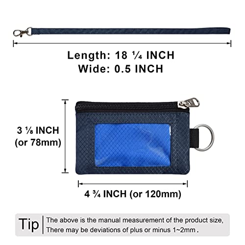 CHENSPRX Minimalist RFID Blocking Small Wallet with ID Window,WaterResistant Zip Id Case Wallet with Lanyard Keychain for Cards,Cash,Travel,Women,Men (Blue+Navy) - Image 5