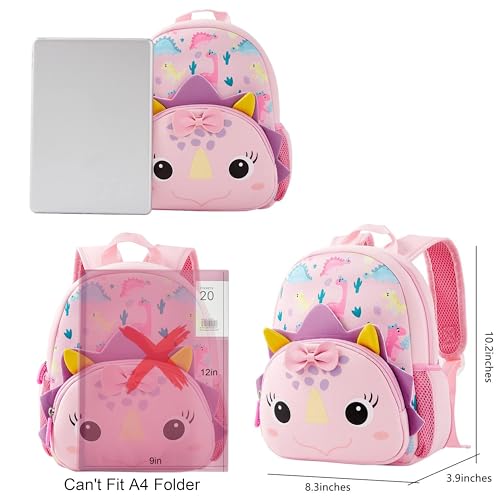 KK CRAFTS Preschool Backpack Toddler Neoprene Animal Schoolbag Lunch backpack for Kids Boys Girls(Dinosaur Girl) - Image 2
